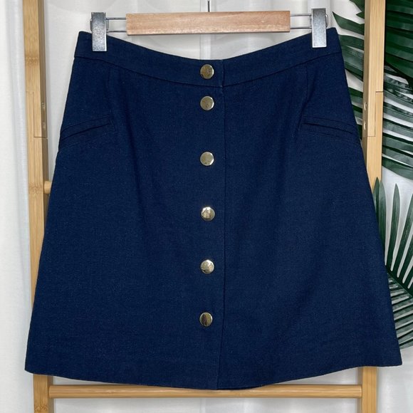 SOLD Country Road Blue A-Line Button Mini Skirt 8 - Picture 2 of 9